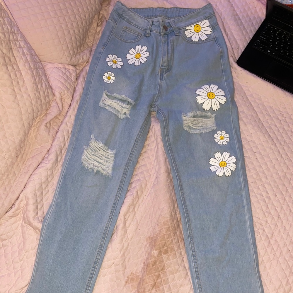 shein mom jeans w flowers